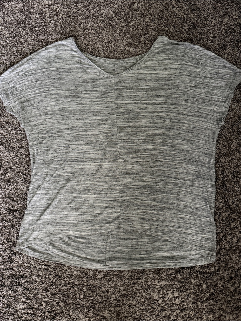 Loft Fashion Gray Heathered V-Neck Short Sleeve Top